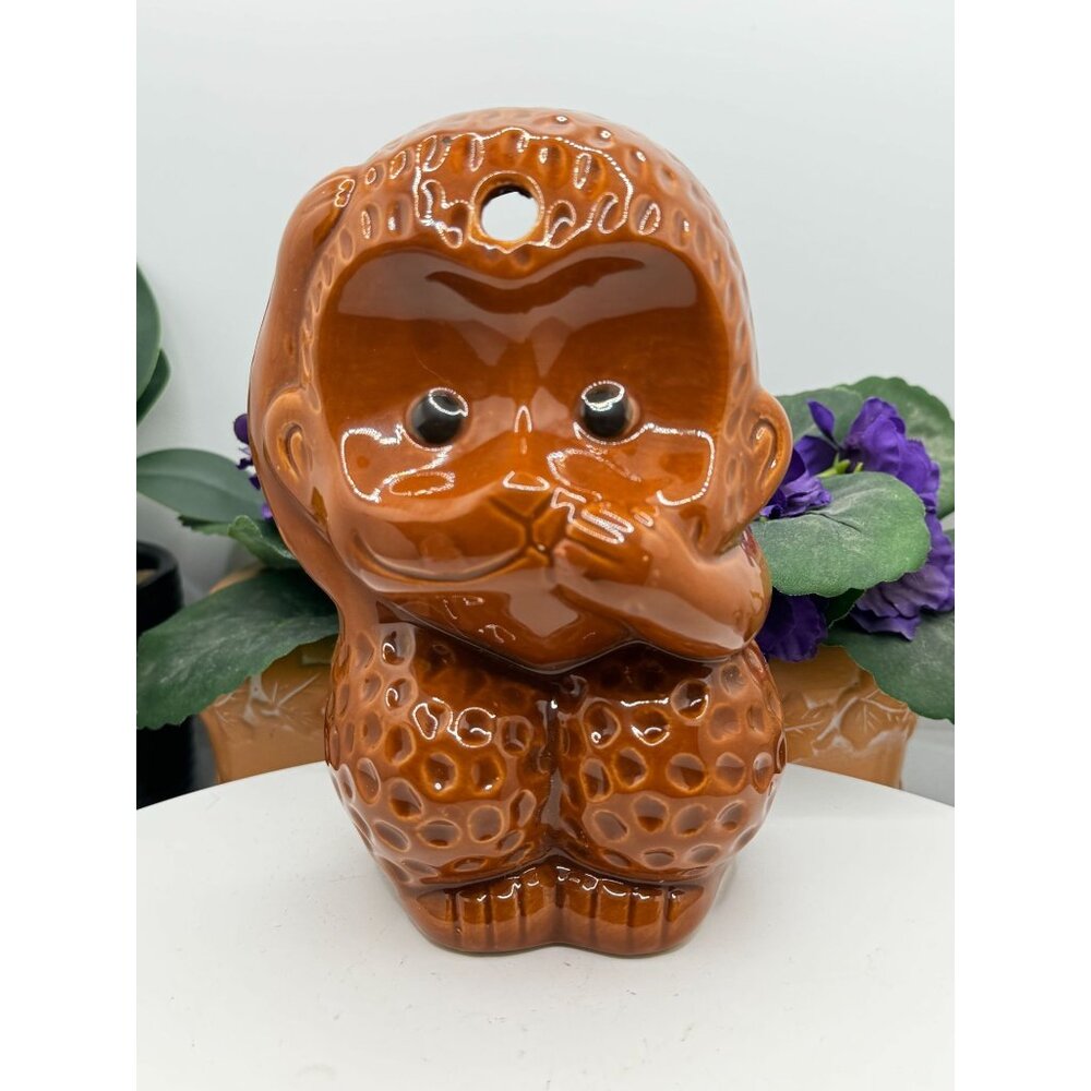 Vintage Ceramic Monkey Figurine Vase Planter Home Decor